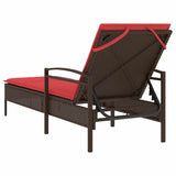 Sun Lounger Reclining Brown 63 x 200 x 81 cm Poly Rattan 368306