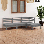 ZNTS 4 Piece Garden Lounge Set Solid Pinewood Grey 3082629