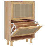 Shoe Cabinet Brown 52x25x80 cm Engineered Wood&Natural Rattan 345647