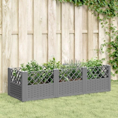 ZNTS Garden Planter with Pegs Light Grey 123.5x43.5x43.5 cm PP 368018