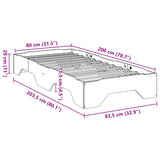 Bed Frame No Mattress Stackable White 80x200 cm Solid Wood 859206