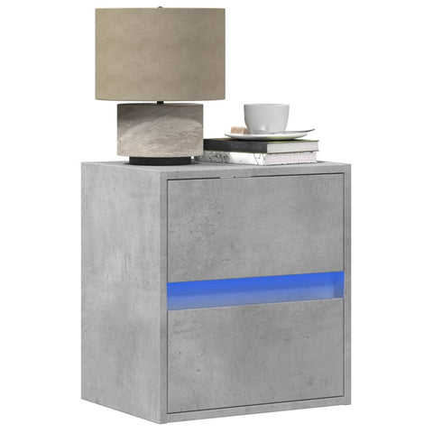 ZNTS Wall-mounted Bedside Cabinets with LED Lights 2 pcs Concrete Grey 3307968