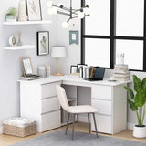 801089 Corner Desk White 145x100x76 cm Engineered Wood