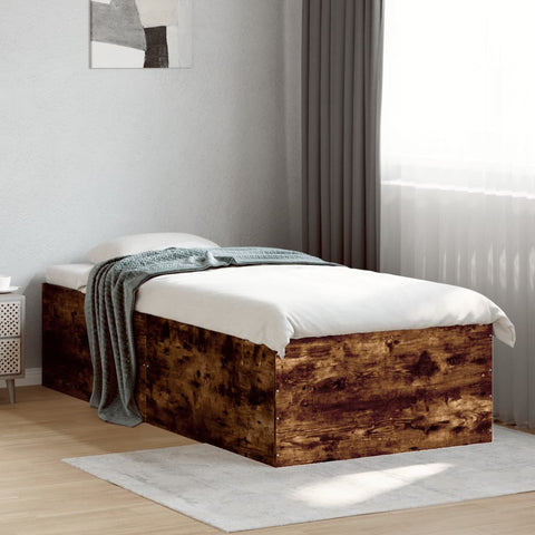 Bed Frame without Mattress Smoked Oak 75x190 cm Small Single 3280983