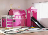 Bunk Bed without Mattress with Slide and Curtains Pink 90x200 cm 3284166