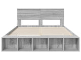 Bed Frame with Shelf Grey Sonoma 135 x 190 cm Engineered Wood 3408380