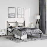 Metal Bed Frame without Mattress with Headboard Black 150x200cm 374341