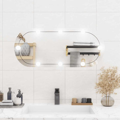 ZNTS Wall Mirror with LED Lights 35x80 cm Glass Oval 3189162