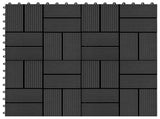 Decking Tile 11 pcs Black 30 x 30 cm WPC 42046676