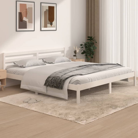 Bed Frame without Mattress 180x200cm White Super King Size 810446