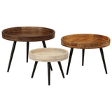 Round Coffee Tables 3 pcs Solid Wood Mango 352033