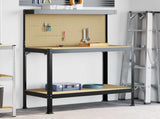 Workbench Black 114 x 54 x 145 cm Engineered Wood and Metal 42020127
