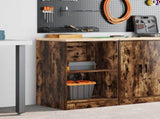Garage Storage Cabinet Smoked Oak 60x51x85 cm Solid Wood Pine 860548