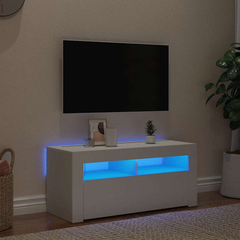TV Cabinet with LED Lights White 90x35x40 cm 804319