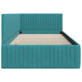 Corner Bed Frame with Headboard Turquoise 100 x 200 cm Velvet 42016284