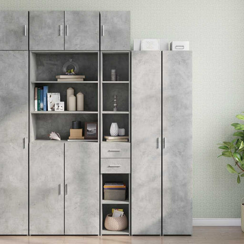 Slim Storage Cabinet Concrete Grey 30x42.5x225 cm Engineered Wood 3281269