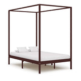 Canopy Bed Frame without Mattress Dark Brown Solid Wood 120x200cm 283270
