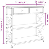 Console Table Smoked Oak 75x28x75 cm Engineered Wood 834197