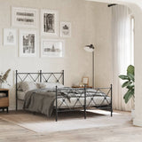 Metal Bed Frame without Mattress with Footboard Black 120x200cm 376518