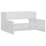 Sink Cabinet with Built-in Basin High Gloss White Engineered Wood 3070844