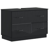 3 Piece Bathroom Cabinet Set HOORN Black Engineered Wood 3417793