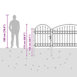 Garden Fence Gate with Arched Top Grey 500 x 75 cm Steel 42008958