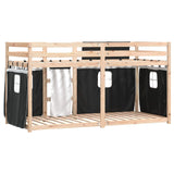 ZNTS Bunk Bed without Mattress White&Black 75x190 cm Small Single Solid Wood Pine 3283910