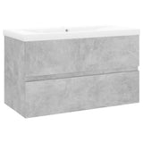 Sink Cabinet with Built-in Basin Concrete Grey Engineered Wood 3071553