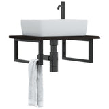 Basin Shelf Wall Mounted Steel and Solid Wood Oak 3302617