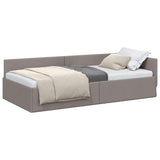 Corner Bed Frame with Headboard Taupe 90 cm x 200 cm Velvet 42016048