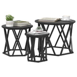 Nesting Side Table 3 pcs Black Oak Engineered Wood and Steel 868255