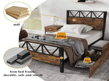 Metal bed, 3FT single bed 90x190cm, With 2 drawerss, Durable and Sturdy, Youth bed, Storage bed for N604P283076B