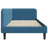 Corner Bed Frame with Headboard Blue 100 x 200 cm Velvet 42016615