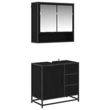 Bathroom Furniture Set 2 pcs Black Oak Engineered Wood 3402508