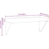 Wall Shelf 75x30x31 cm Silver Stainless Steel 30275