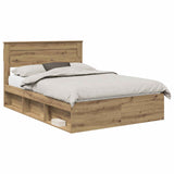 Bed Frame Artisian Oak 150 x 200 cm Solid Pine Wood 3409750