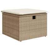Garden Sofa Set with Cushion 9 pcs Beige Poly rattan 3360914