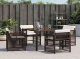 Garden Chairs with Cushions 4 pcs Brown Poly Rattan 365037