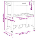 ZNTS Kitchen Trolley MONZA 84x40x90 cm Solid Wood Pine 376100
