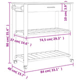 ZNTS Kitchen Trolley MONZA 84x40x90 cm Solid Wood Pine 376100