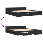 ZNTS Bed Frame with Drawers without Mattress Black 200x200 cm 3280721