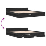 Bed Frame with Drawers without Mattress Black 180x200 cm Super King 3280728