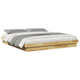 Bed Frame without Mattress 200x200 cm Solid Wood Oak 3315729