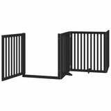 Dog Gate with Door Foldable 6 Panels Black 480 cm Poplar Wood 3155685