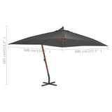Cantilever Garden Parasol with Wooden Pole 400x300 cm Anthracite 44491