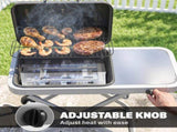 Foldable Gas BBQ Grill with Side Table, Portable Gas Barbecue Grill with Thermometer, Grease Box, T3398P551670