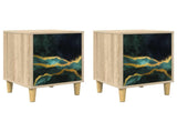 Bedside Cabinet WIJHE 2 pcs Sonoma Oak 36 x 33 x 50 cm 8007200