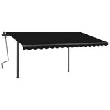 ZNTS Manual Retractable Awning with Posts 4x3.5 m Anthracite 3070219