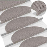 Stair Mats Self-adhesive Sisal-Look 15 pcs 65x21x4 cm Silver 326871
