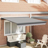 Retractable Awning Light Grey 350 x 250 cm Fabric and Metal 3330389